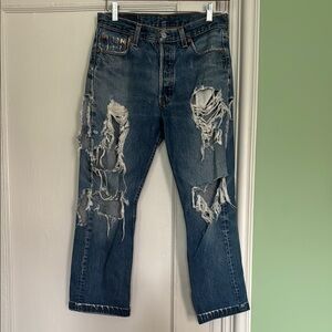 Vintage Distressed Levi’s 501 Blue Jeans